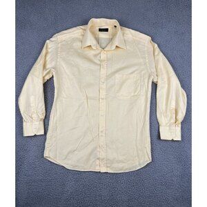 Canali Dress Shirt Mens 17/43 Yellow Diagonal Long Sleeve Button Up Italy Cotton